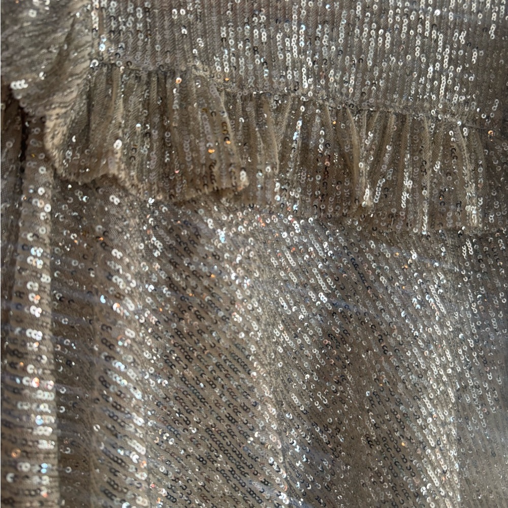 Free People Gold Sequin Ruffle Short Sleeve Top - Picture 9 of 10